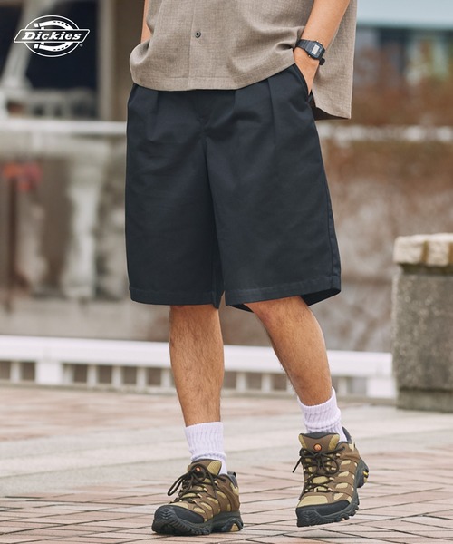 Dickies 聯名限定 TC斜紋 雙褶 鬆緊寬版短褲【THE CRAFT CREW PRODUCTS】